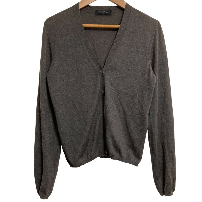 Prada V-neck Knit Cardigan Size 40 Gray Women's Used