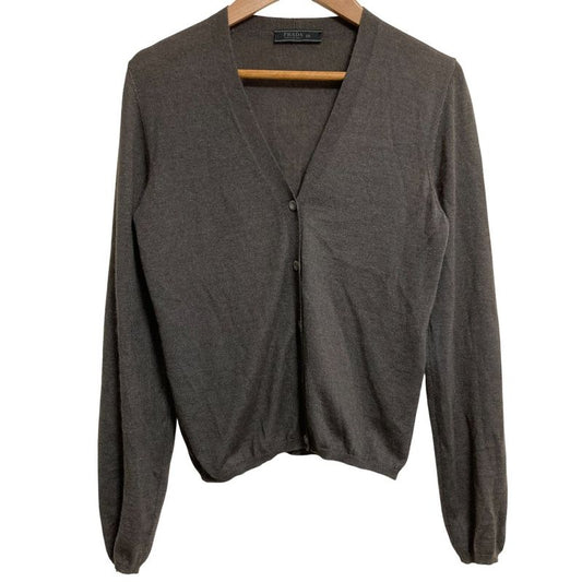 Prada V-neck Knit Cardigan Size 40 Gray Women's Used