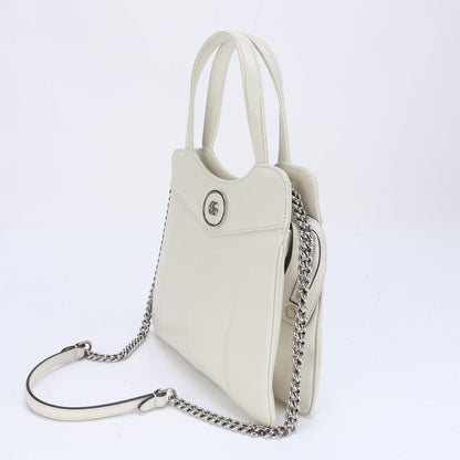 Gucci GG Silver Chain Shoulder Leather 2WAY Tote Bag Crossbody Hand 745918