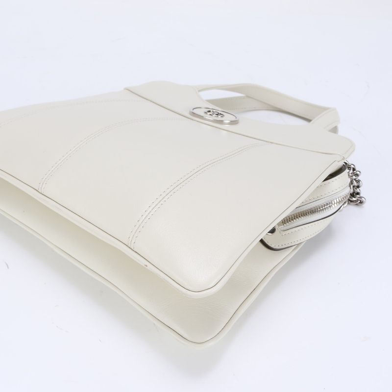 Gucci GG Silver Chain Shoulder Leather 2WAY Tote Bag Crossbody Hand 745918