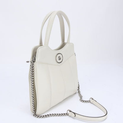 Gucci GG Silver Chain Shoulder Leather 2WAY Tote Bag Crossbody Hand 745918