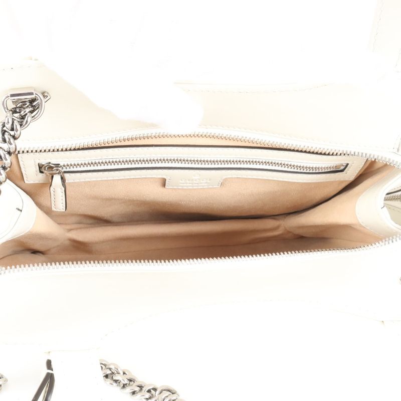 Gucci GG Silver Chain Shoulder Leather 2WAY Tote Bag Crossbody Hand 745918