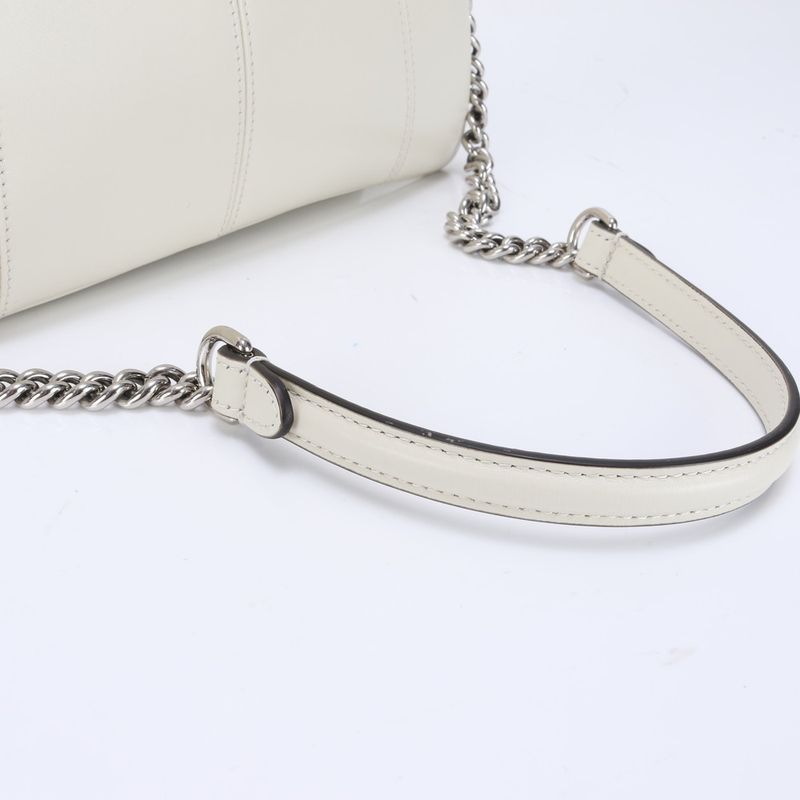 Gucci GG Silver Chain Shoulder Leather 2WAY Tote Bag Crossbody Hand 745918