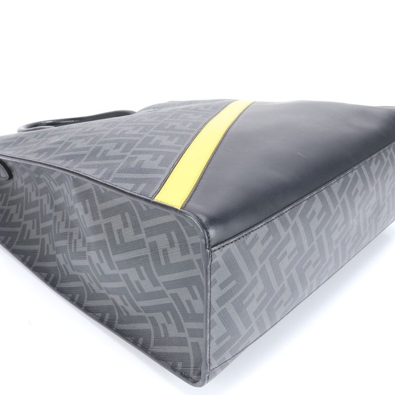 Fendi Zucca Vertical Tote Bag 7va578 Leather 2WAY Crossbody Shoulder Business