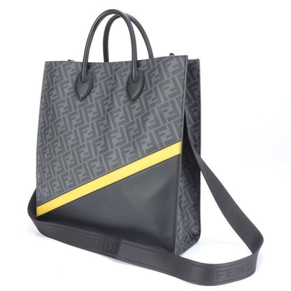 Fendi Zucca Vertical Tote Bag 7va578 Leather 2WAY Crossbody Shoulder Business