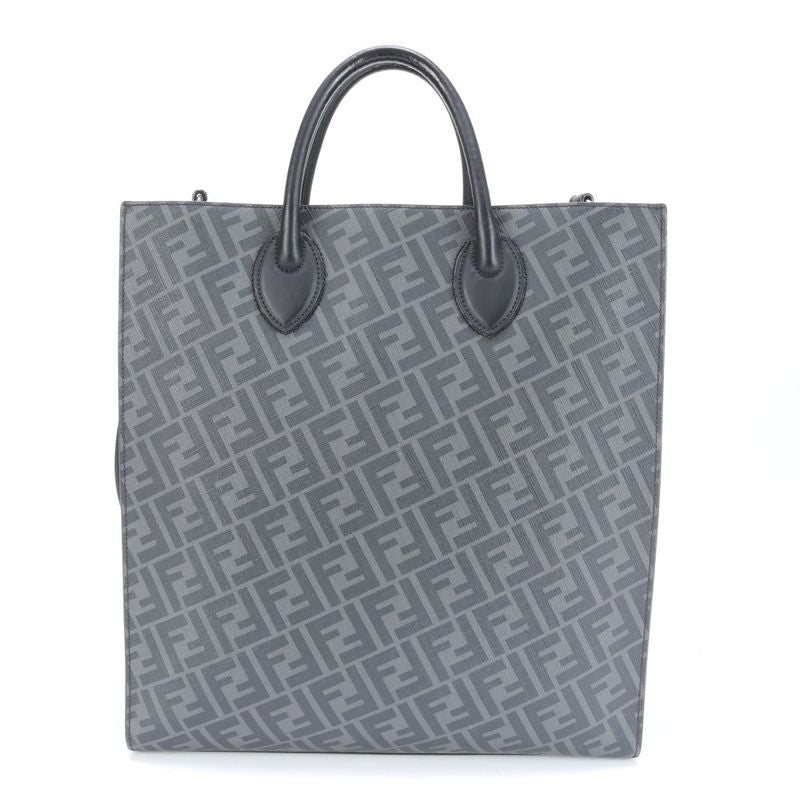 Fendi Zucca Vertical Tote Bag 7va578 Leather 2WAY Crossbody Shoulder Business