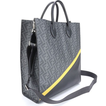 Fendi Zucca Vertical Tote Bag 7va578 Leather 2WAY Crossbody Shoulder Business