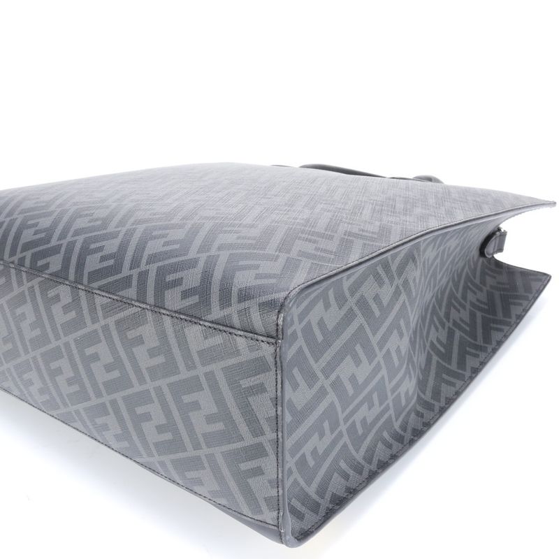 Fendi Zucca Vertical Tote Bag 7va578 Leather 2WAY Crossbody Shoulder Business