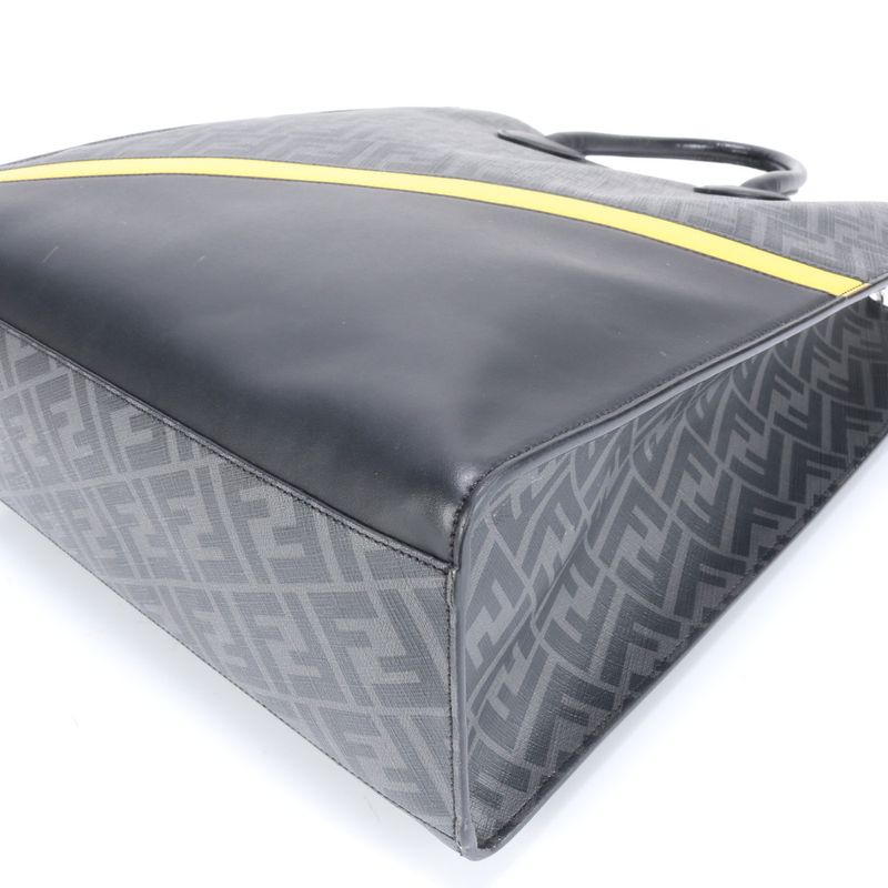 Fendi Zucca Vertical Tote Bag 7va578 Leather 2WAY Crossbody Shoulder Business