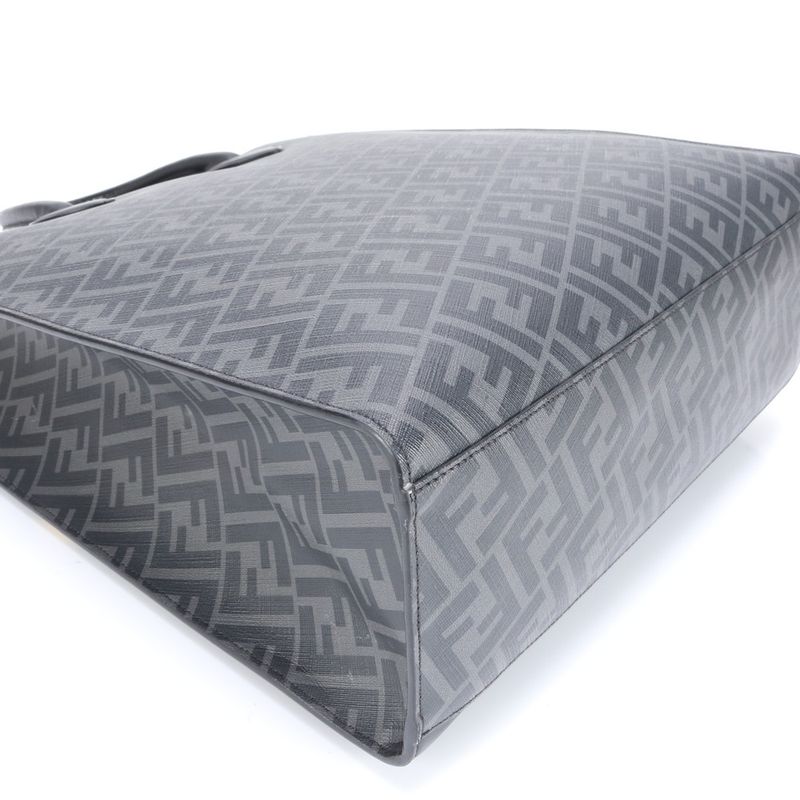 Fendi Zucca Vertical Tote Bag 7va578 Leather 2WAY Crossbody Shoulder Business