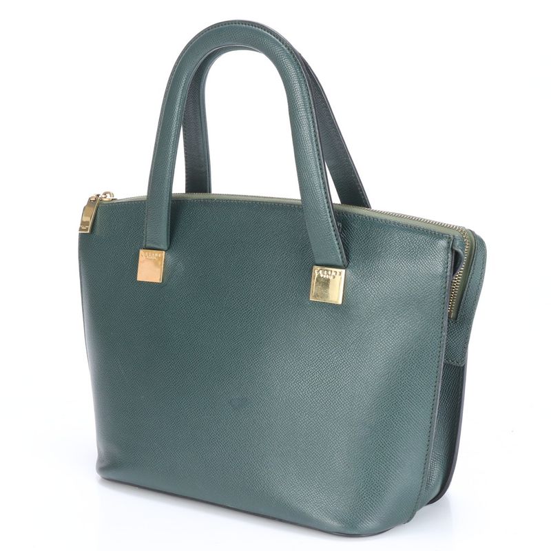 Celine Leather Tote Bag Hand Top Handle Shoulder Gold Hardware Women's RRE