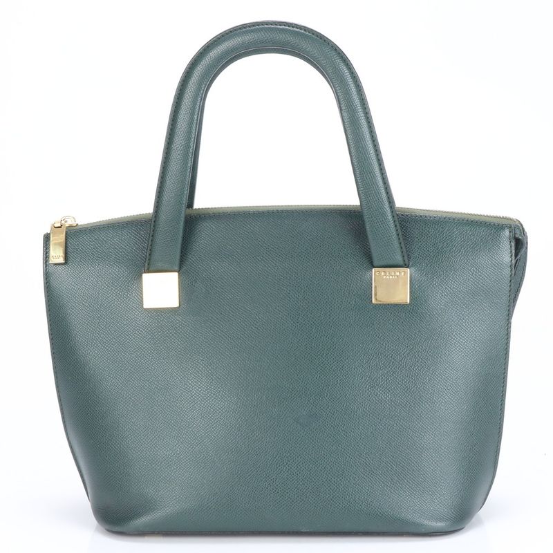 Celine Leather Tote Bag Hand Top Handle Shoulder Gold Hardware Women's RRE