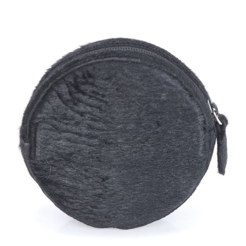 Prada Halaco Leather Cosmetic Pouch Round Small Accessory Black Women's RRE