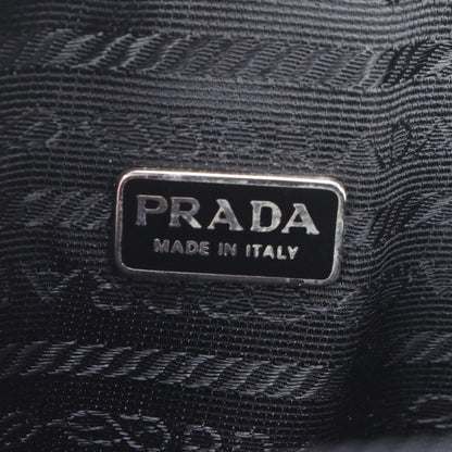 Prada Halaco Leather Cosmetic Pouch Round Small Accessory Black Women's RRE