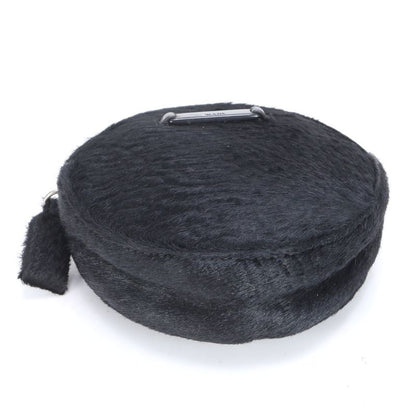 Prada Halaco Leather Cosmetic Pouch Round Small Accessory Black Women's RRE