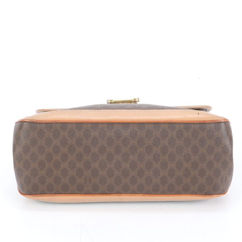 Vintage Celine Macadam Leather Handbag Tote Genuine Leather Brown Branded