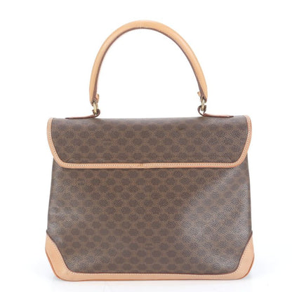Vintage Celine Macadam Leather Handbag Tote Genuine Leather Brown Branded