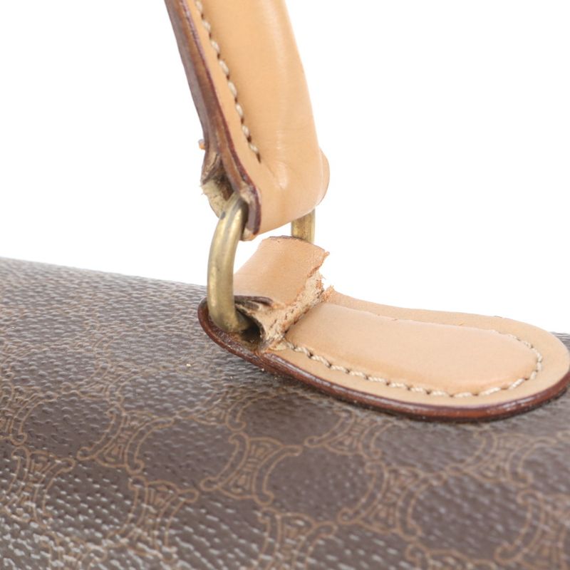 Vintage Celine Macadam Leather Handbag Tote Genuine Leather Brown Branded