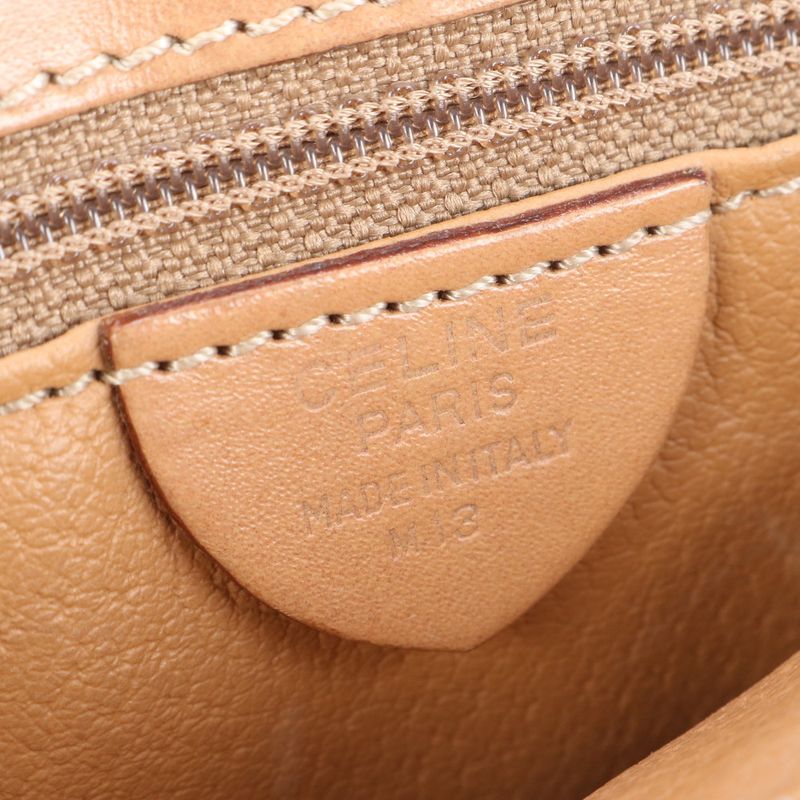 Vintage Celine Macadam Leather Handbag Tote Genuine Leather Brown Branded