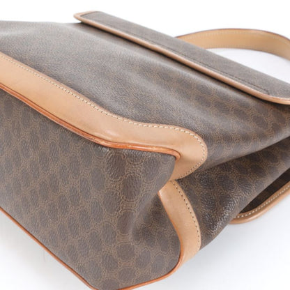 Vintage Celine Macadam Leather Handbag Tote Genuine Leather Brown Branded