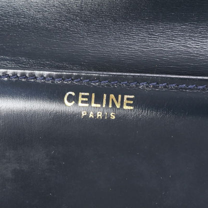 Vintage Celine Leather Handbag Tote Genuine Leather Navy Blue Branded Women's