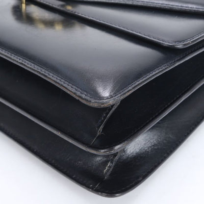 Vintage Celine Leather Handbag Tote Genuine Leather Navy Blue Branded Women's