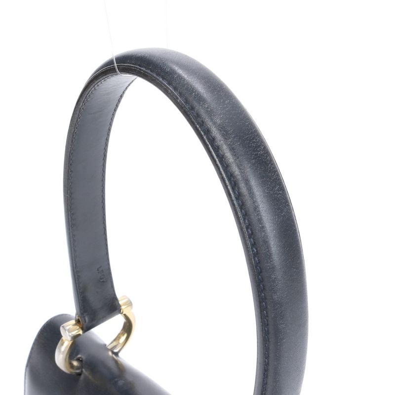 Vintage Celine Leather Handbag Tote Genuine Leather Navy Blue Branded Women's