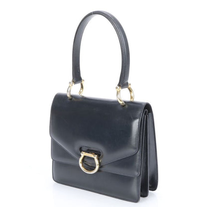 Vintage Celine Leather Handbag Tote Genuine Leather Navy Blue Branded Women's