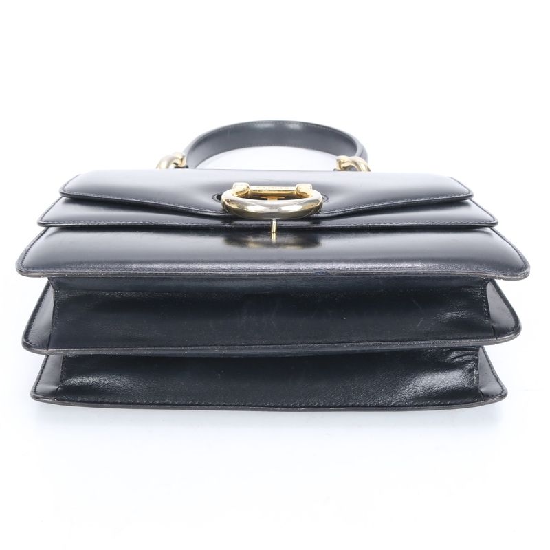 Vintage Celine Leather Handbag Tote Genuine Leather Navy Blue Branded Women's