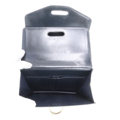 Vintage Celine Leather Handbag Tote Genuine Leather Navy Blue Branded Women's