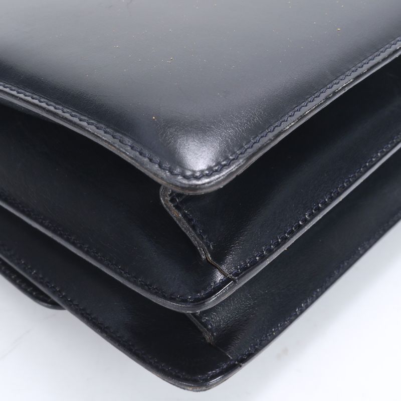 Vintage Celine Leather Handbag Tote Genuine Leather Navy Blue Branded Women's