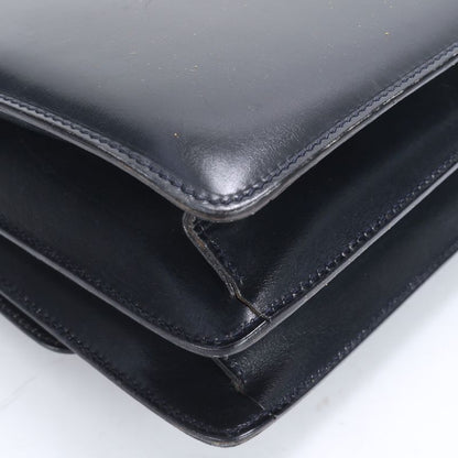 Vintage Celine Leather Handbag Tote Genuine Leather Navy Blue Branded Women's