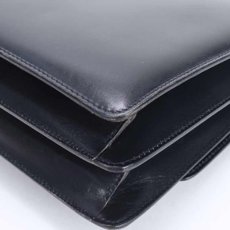 Vintage Celine Leather Handbag Tote Genuine Leather Navy Blue Branded Women's