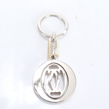 Cartier Double C Rotating Key Ring Bag Charm Silver Men's Women's RR Ce21-9