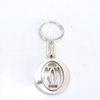 Cartier Double C Rotating Key Ring Bag Charm Silver Men's Women's RR Ce21-9