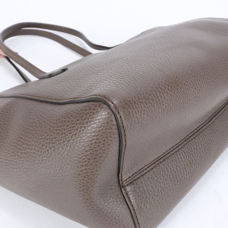 Gucci GG Interlocking G Swing Tote Bag Leather Shoulder Hand A4 Brown 354408