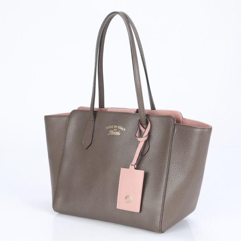 Gucci GG Interlocking G Swing Tote Bag Leather Shoulder Hand A4 Brown 354408