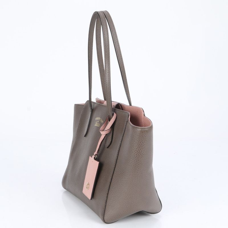 Gucci GG Interlocking G Swing Tote Bag Leather Shoulder Hand A4 Brown 354408