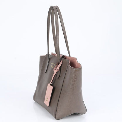 Gucci GG Interlocking G Swing Tote Bag Leather Shoulder Hand A4 Brown 354408