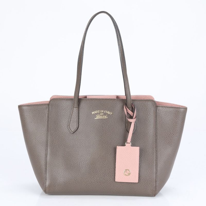 Gucci GG Interlocking G Swing Tote Bag Leather Shoulder Hand A4 Brown 354408