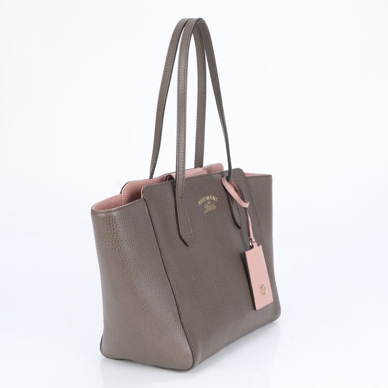 Gucci GG Interlocking G Swing Tote Bag Leather Shoulder Hand A4 Brown 354408