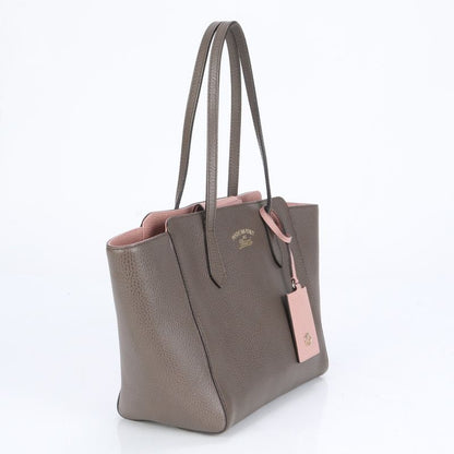 Gucci GG Interlocking G Swing Tote Bag Leather Shoulder Hand A4 Brown 354408