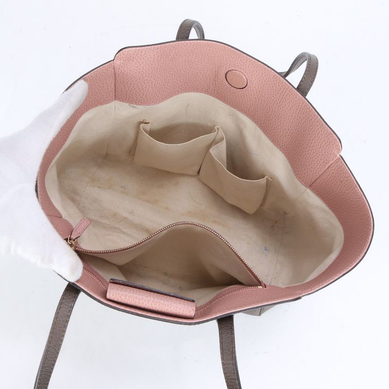 Gucci GG Interlocking G Swing Tote Bag Leather Shoulder Hand A4 Brown 354408