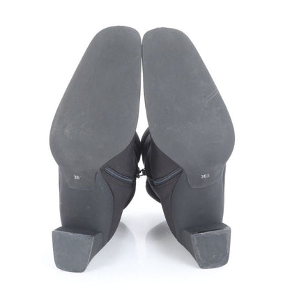 Prada Tessuto Nylon Boots Short Heel Shoes Booties Black Women's RRM Cy4-3