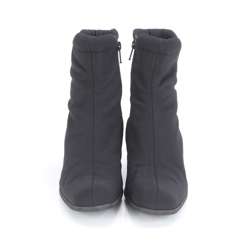 Prada Tessuto Nylon Boots Short Heel Shoes Booties Black Women's RRM Cy4-3