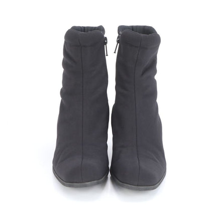 Prada Tessuto Nylon Boots Short Heel Shoes Booties Black Women's RRM Cy4-3