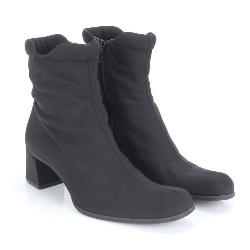 Prada Tessuto Nylon Boots Short Heel Shoes Booties Black Women's RRM Cy4-3