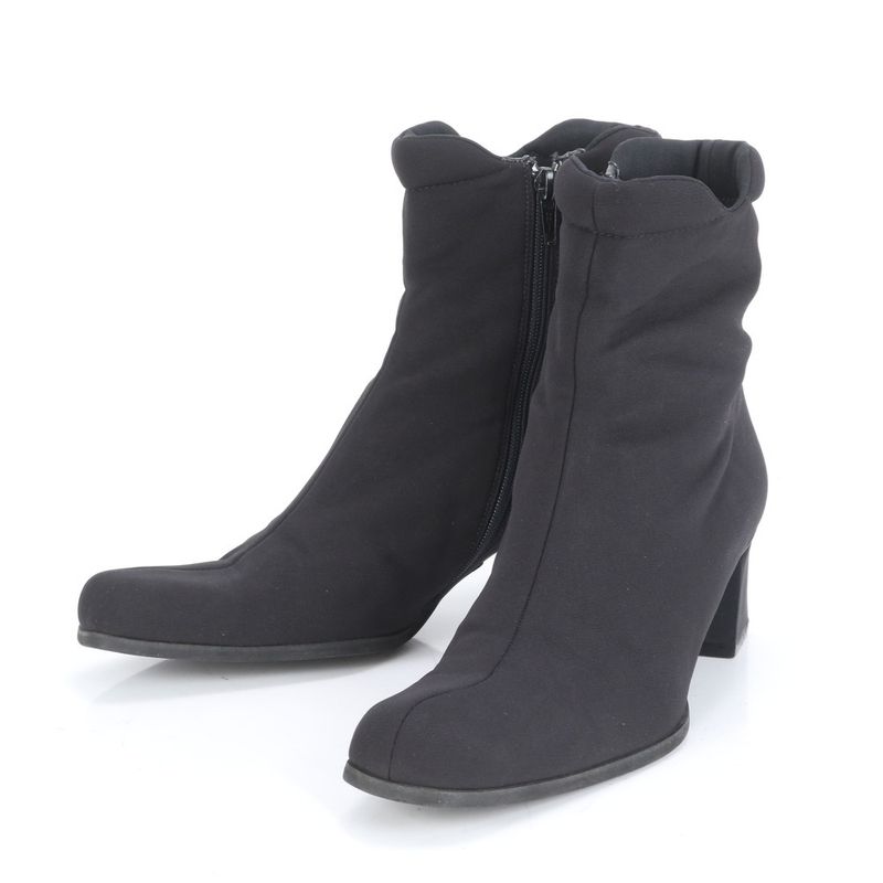 Prada Tessuto Nylon Boots Short Heel Shoes Booties Black Women's RRM Cy4-3