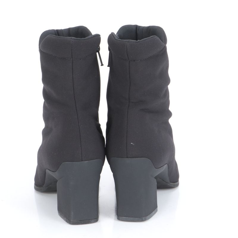 Prada Tessuto Nylon Boots Short Heel Shoes Booties Black Women's RRM Cy4-3