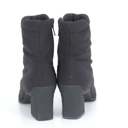 Prada Tessuto Nylon Boots Short Heel Shoes Booties Black Women's RRM Cy4-3